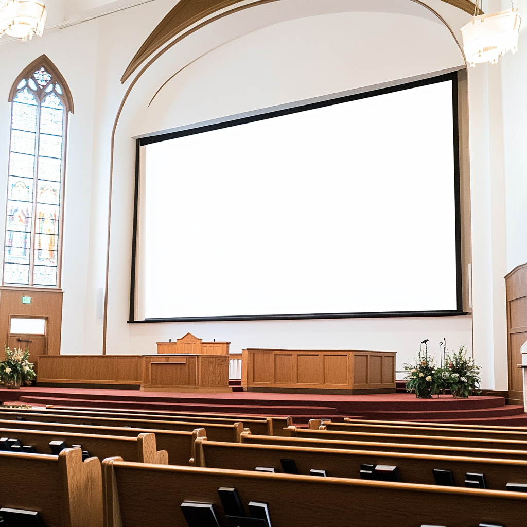 An AV screen in a church | Source: Midjourney